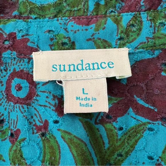 SUNDANCE Rhea Floral eyelet Button Down Shirt Size Large E - Picture 10 of 11